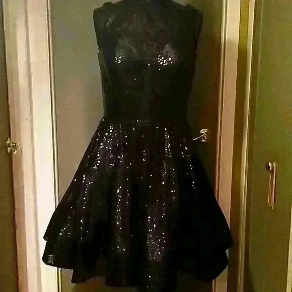 Black Sequins Party Dress sz 12 - Picture 3 of 6